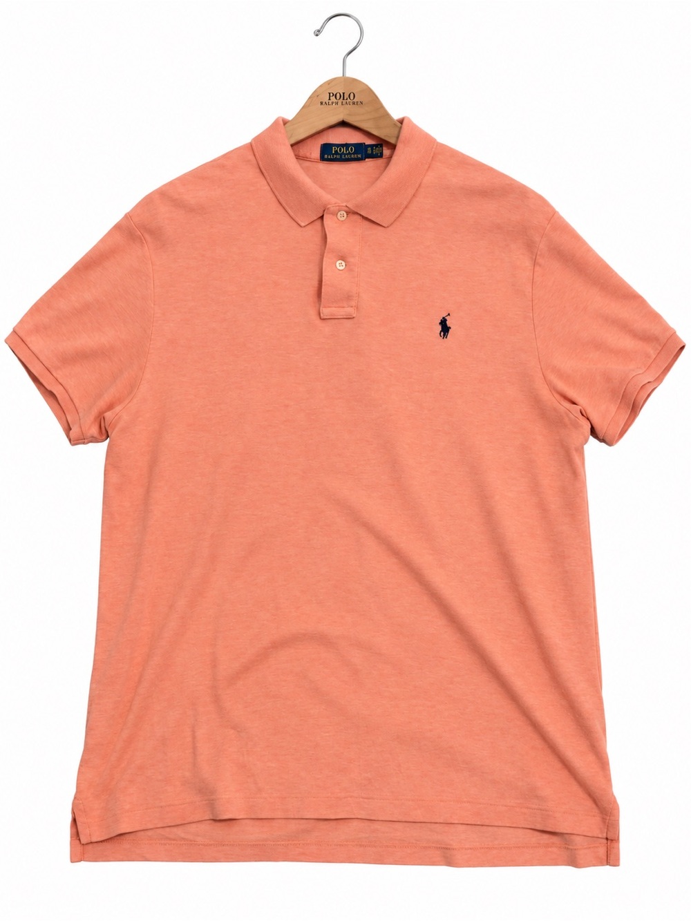 Ralph Lauren Menβs Peach Polo Shirt with Navy Pony